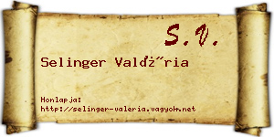 Selinger Valéria névjegykártya